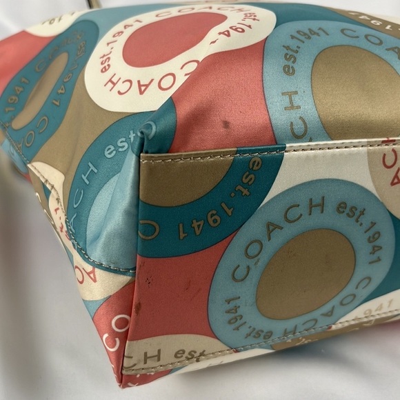 Coach Soho Sateen Multi-Color Circles Snaphead Tote w/Gold Trim No A1281-F19196 - Picture 14 of 16